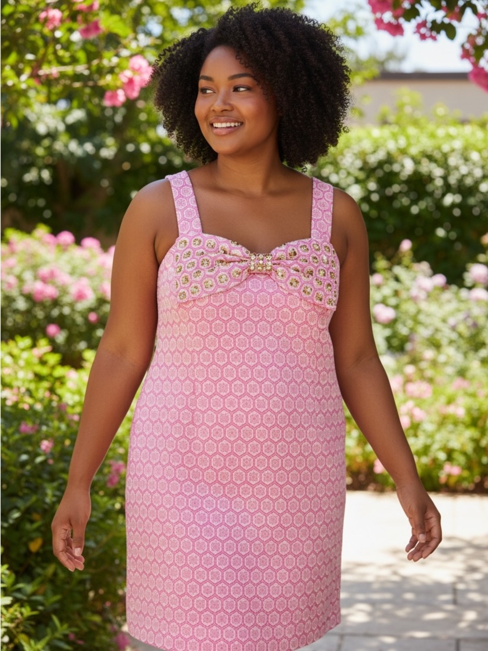 Lilly Pulitzer Pink Embellished Bow Slip Dress - Picture 1 of 8